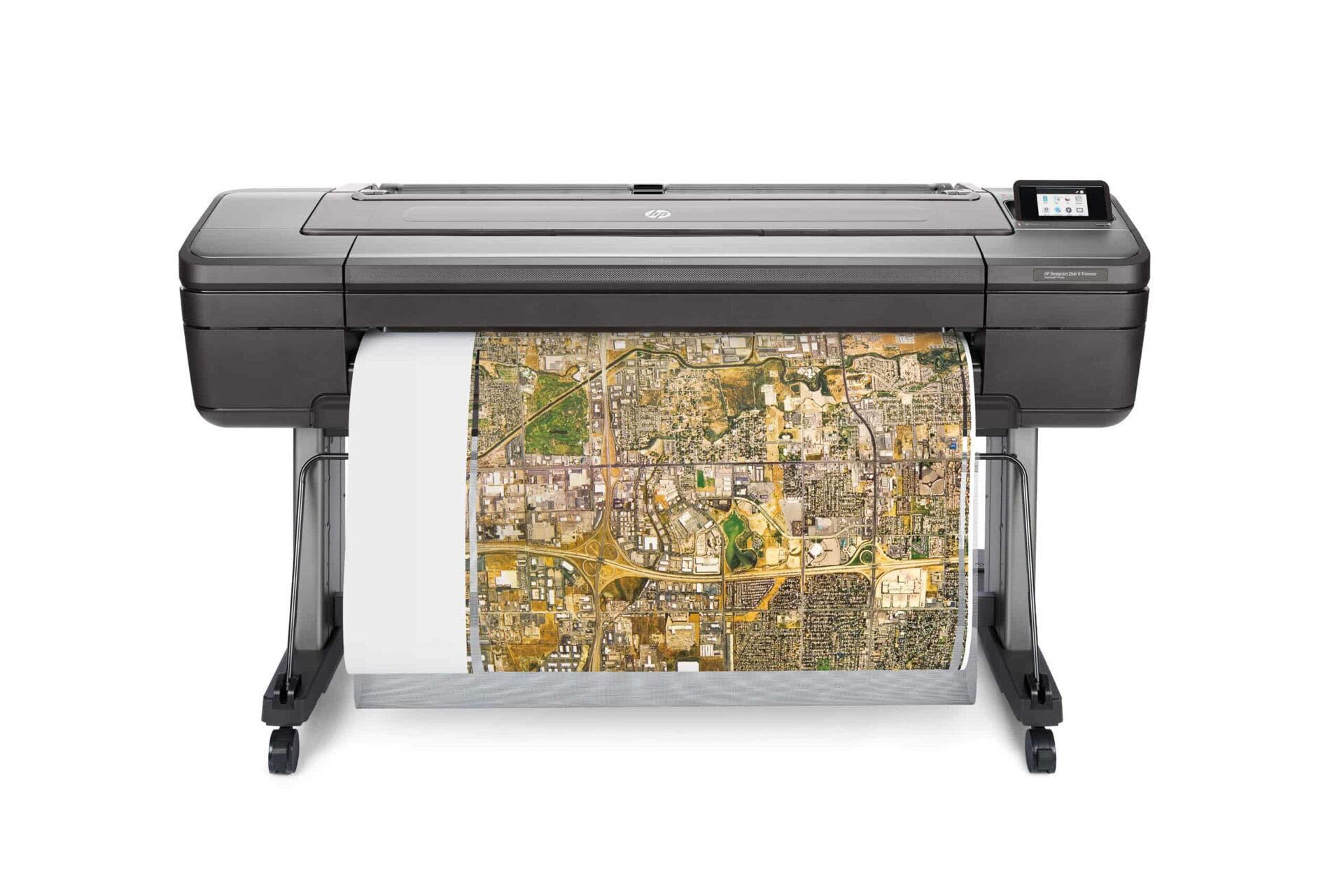 Large format printer part way through printing of large map