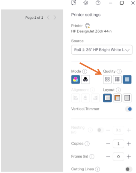 Monitor screenshot selecting quality: fast, normal or best