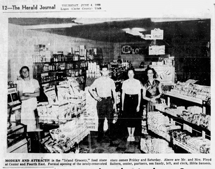 Photo of market with owners and employees in 1953