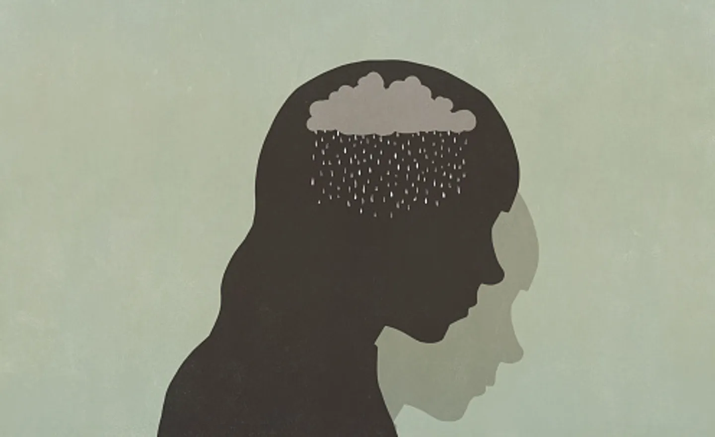 person with raincloud in brain